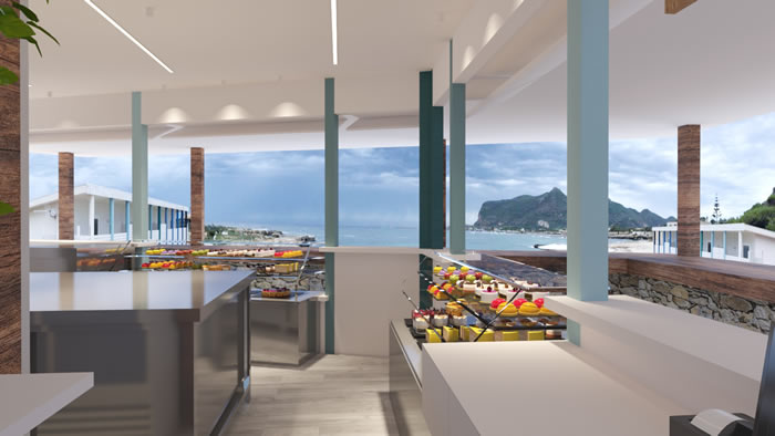 Tavoli del bar Al Burrone Food & Drink sul mare del Lido Burrone a Favignana